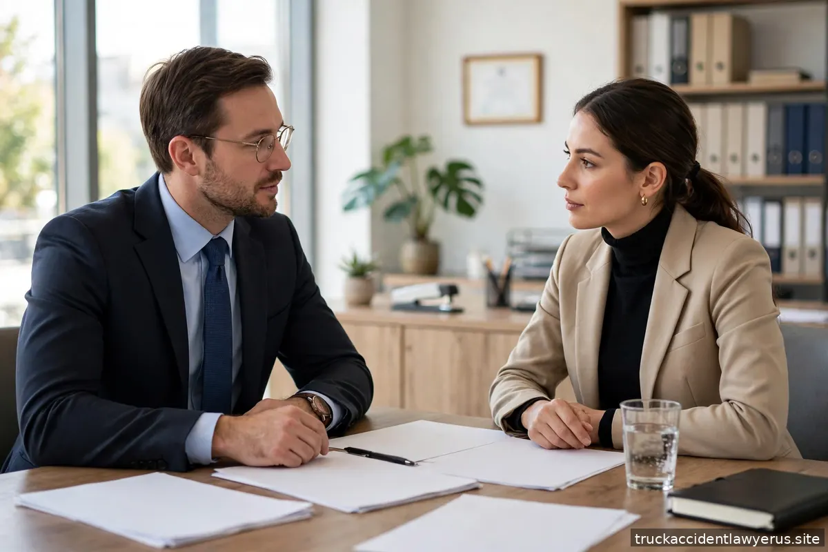 Lawyer consulting with a client in a bright office