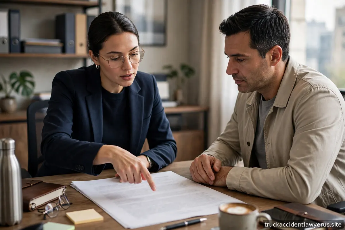 Lawyer explaining a contract to a client