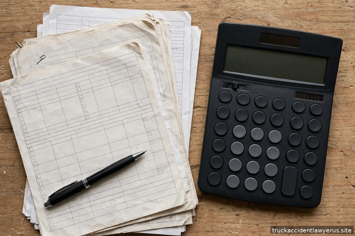 Calculator and settlement documents on a desk