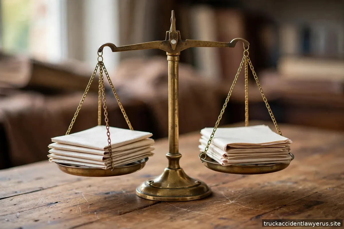 Balance scale with legal documents