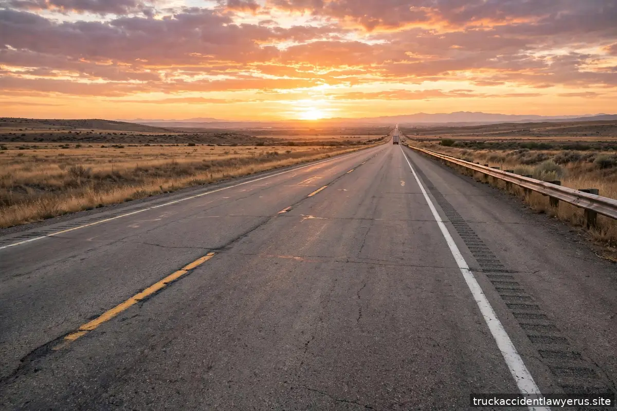 Highway stretching to the horizon at sunset