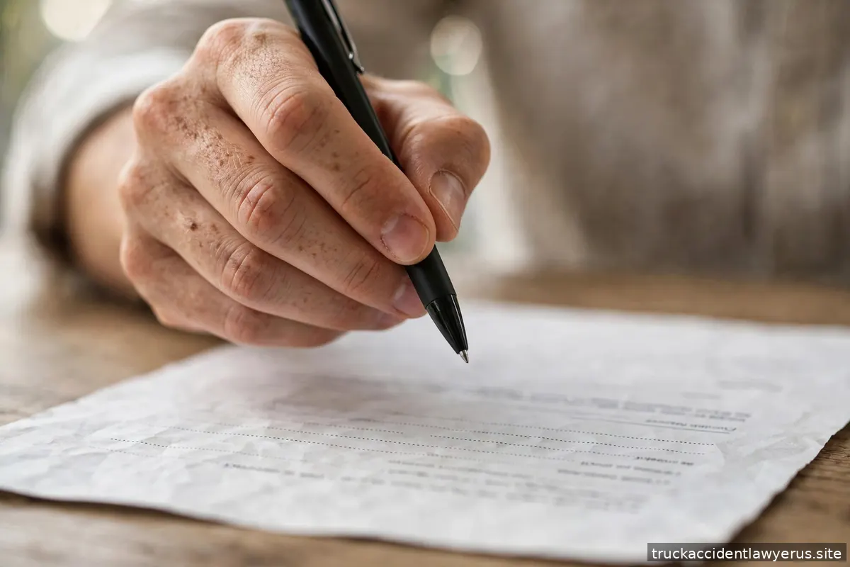 Hesitant hand holding a pen over a contract